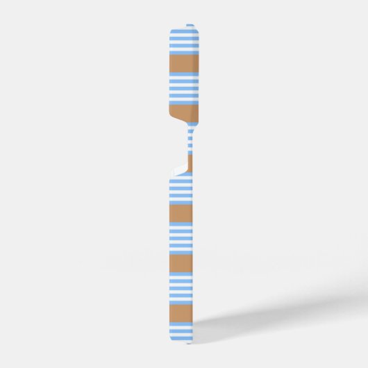 青と白の5つのストライプパターンと日焼け iPhoneケース (右側面)