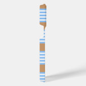 青と白の5つのストライプパターンと日焼け iPhoneケース (右側面)