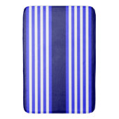 青と白の5つのストライプパターン バスマット (正面縦)