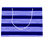 青と白の5つのストライプパターン ラージペーパーバッグ (正面)