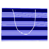 青と白の5つのストライプパターン ラージペーパーバッグ (裏面)