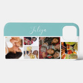 青と白の5枚のフォトコラージスクリプト Case-Mate iPhoneケース (裏面 (横))