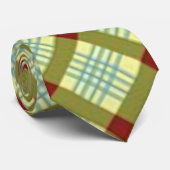 青と白の「オリーブワインプレイドチェック」 ネクタイ (ロール)