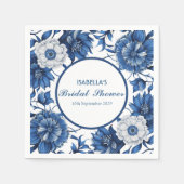 青と白のChinoiserieアンティークパターンブライダル スタンダードカクテルナプキン (正面)