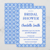 青と白のChinoiserieアンティークブライダルシャワー セーブザデート (正面/裏面)