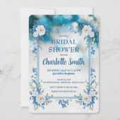 青と白のChinoiserieアンティークブライダルシャワー 招待状 (正面)