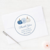 青と白のChinoiserieカボチャのシャワーありがとう ラウンドシール (封筒)