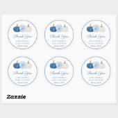 青と白のChinoiserieカボチャのシャワーありがとう ラウンドシール (シート)