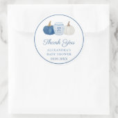 青と白のChinoiserieカボチャのシャワーありがとう ラウンドシール (バッグ)