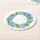 青と白のChinoiserieグランドミレニアクリスマス ペーパーコースター (アングル)