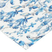 青と白のChinoiserieフローラダイニングモダン ショートテーブルランナー (コーナー)