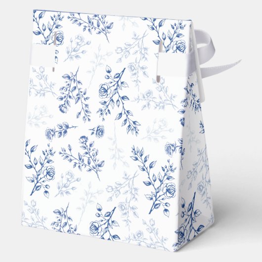 青と白のChinoiserieヴィンテージフローラ フェイバーボックス (裏面)