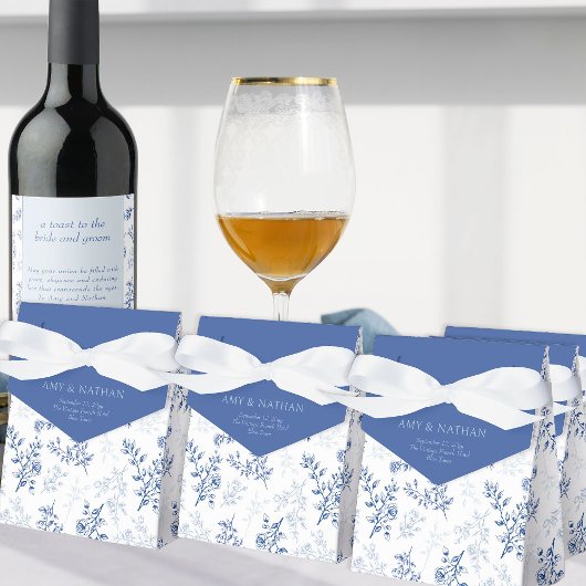 青と白のChinoiserieヴィンテージフローラ フェイバーボックス