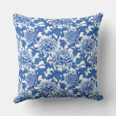 青と白のChinoiserie牡丹フローラ クッション (裏面)