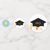 青と白のPhD卒業の星紙吹雪 コンフェッティ (正面)