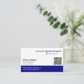 青と白のQRコースタイリッシュド名刺 名刺 (スタンド正面)