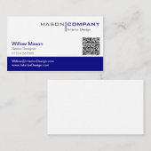 青と白のQRコースタイリッシュド名刺 名刺 (正面/裏面)