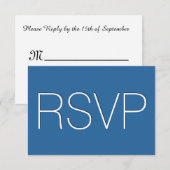 青と白のRSVP結婚の応答R02Z 出欠カード (正面/裏面)