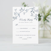 青と白のToile RSVPカード 招待状 (スタンド正面)