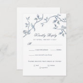 青と白のToile RSVPカード 招待状 (正面/裏面)