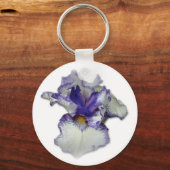 青と白ひげ菖蒲の花 キーホルダー (正面)