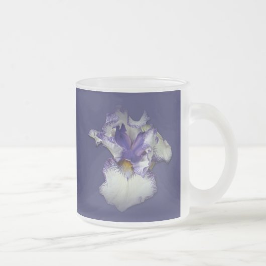 青と白ひげ菖蒲の花 フロストグラスマグカップ (右)