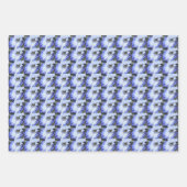 青と白ひげ虹彩花パターン ラッピングペーパーシート (正面)