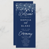 青と白ぶら下がったのライト結婚式 プログラム (正面/裏面)