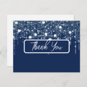 青と白ぶら下がったのラ結婚イト サンキューカード (正面/裏面)