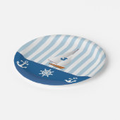 青と白をテーマにし航海のたモノグレームデザイン。 ペーパープレート (アングル)