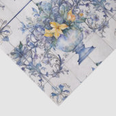 青と白イタリアンのフローラ花瓶タイルのデコページ 薄葉紙 (詳細)