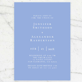 青と白エレガントな結婚式招待状 招待状