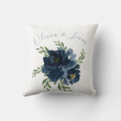 青と白エレガント名の水色結婚の クッション (裏面)