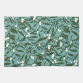 青と白クラシックのクリスマスのミスタントー キッチンタオル (横)