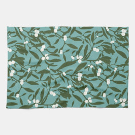 青と白クラシックのクリスマスのミスタントー キッチンタオル