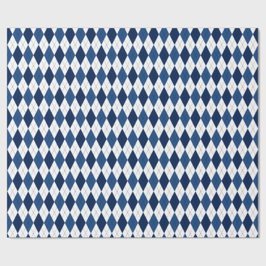 青と白クラシックの名門私立校風のアーガイル ラッピングペーパー (フラット)
