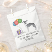 青と白グレイハウンドイタリアンかわいい犬の誕生日 フェイバーバッグ (クリップ留めされた状態)