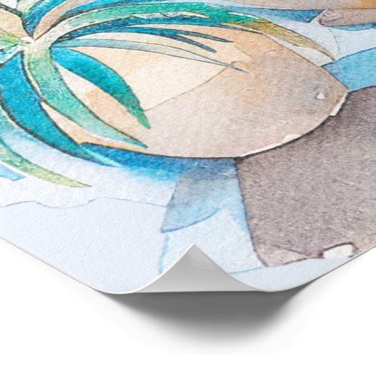 青と白サントリ地中海のニの旅行アート ポスター (角)