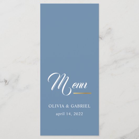 青と白シンプル結婚スタイリッシュのメニュー メニュー (正面)