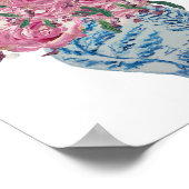 青と白ジンジャージャンプピンクローゼアートプリント ポスター (角)