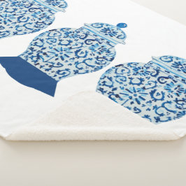 青と白ジンジャージャールシェルパブランケット シェルパブランケット