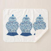 青と白ジンジャージャールシェルパブランケット シェルパブランケット (正面(横))