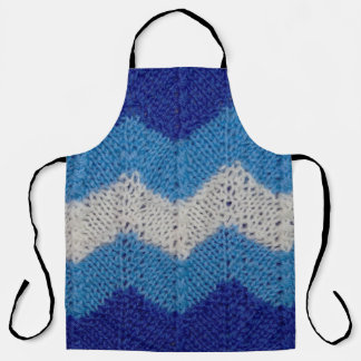 青と白ストライプのの姿 エプロン