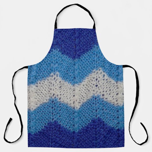 青と白ストライプのの姿 エプロン (正面)