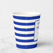 青と白ストライプのの「この飲み物は」 紙コップ (右)