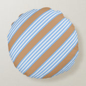 青と白ストライプの5つのパターン ラウンドクッション (裏面)