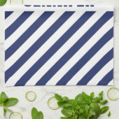 青と白ストライプの キッチンタオル (折り畳み)