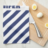 青と白ストライプの キッチンタオル (四つ折り)
