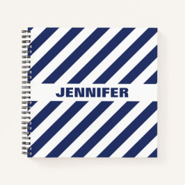 青と白ストライプの ノートブック