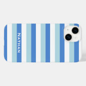 青と白ストライプの パーソナライズされた Case-Mate iPhoneケース (裏面 (横))